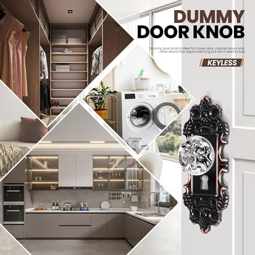 CEYMIO Vintage Dummy Door Knob Interior 2 Pack Crystal Glass Door Knobs Antique Oil Rubbed Bronze Cabinet Knobs Keyless Decorative Hallway Closet Door Pulls Dresser Handles - Image 3