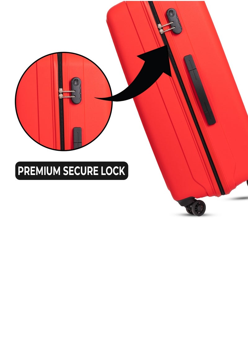 Skybags - ZAP Checked Luggage Trolley| Hardcase Polypropylene Material| 3-Digit Combination Lock | 360° Degree Wheel Rotation| Madium-24 Inch- Red - Image 1