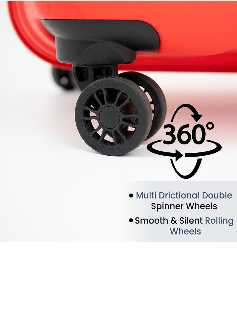 Skybags - ZAP Checked Luggage Trolley| Hardcase Polypropylene Material| 3-Digit Combination Lock | 360° Degree Wheel Rotation| Madium-24 Inch- Red - Image 1