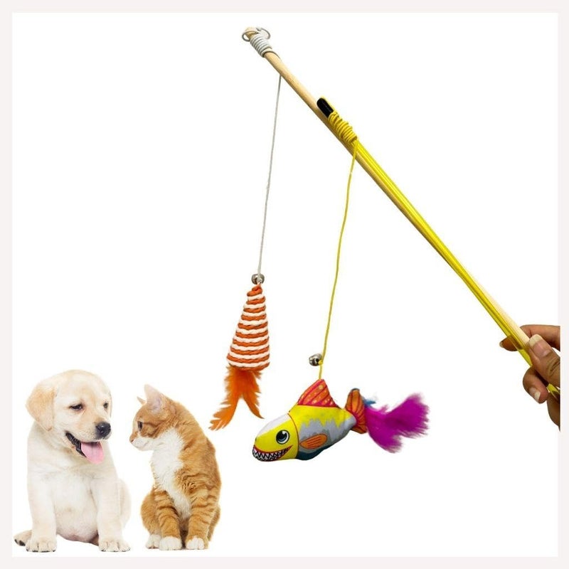 A+a Pets 'Set of 2 Cat Wand Teaser Interactive Toy for Cats, Puppies, and Small Animals (Nemo & Cone (Set of 2) - Image 1