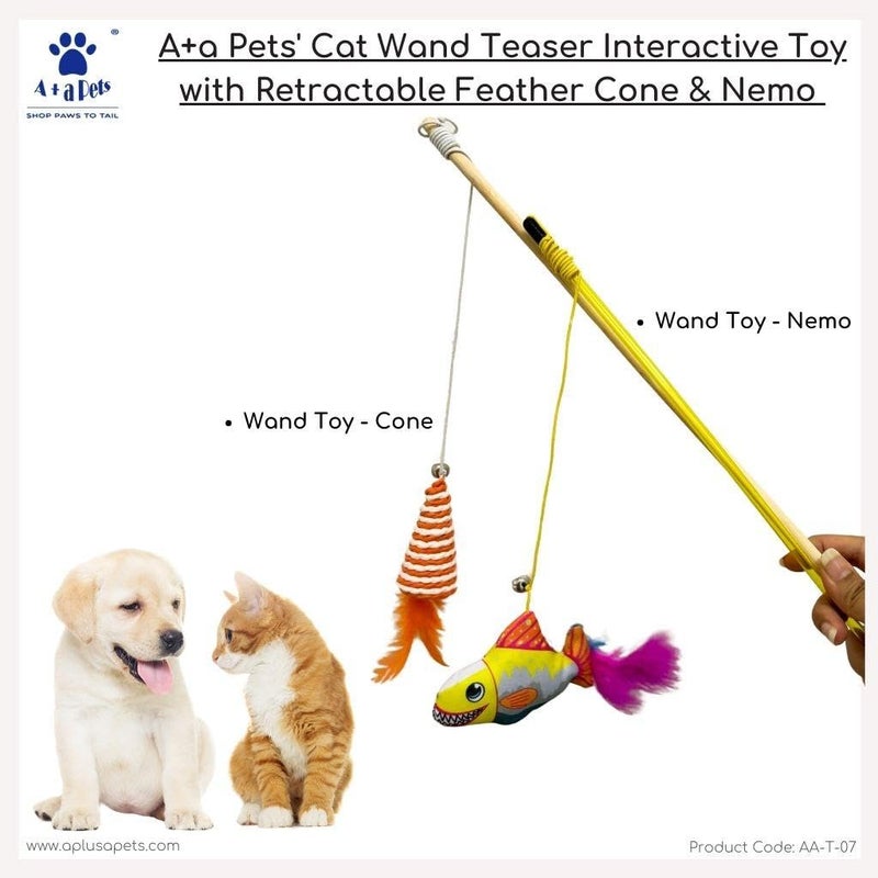 A+a Pets 'Set of 2 Cat Wand Teaser Interactive Toy for Cats, Puppies, and Small Animals (Nemo & Cone (Set of 2) - Image 2