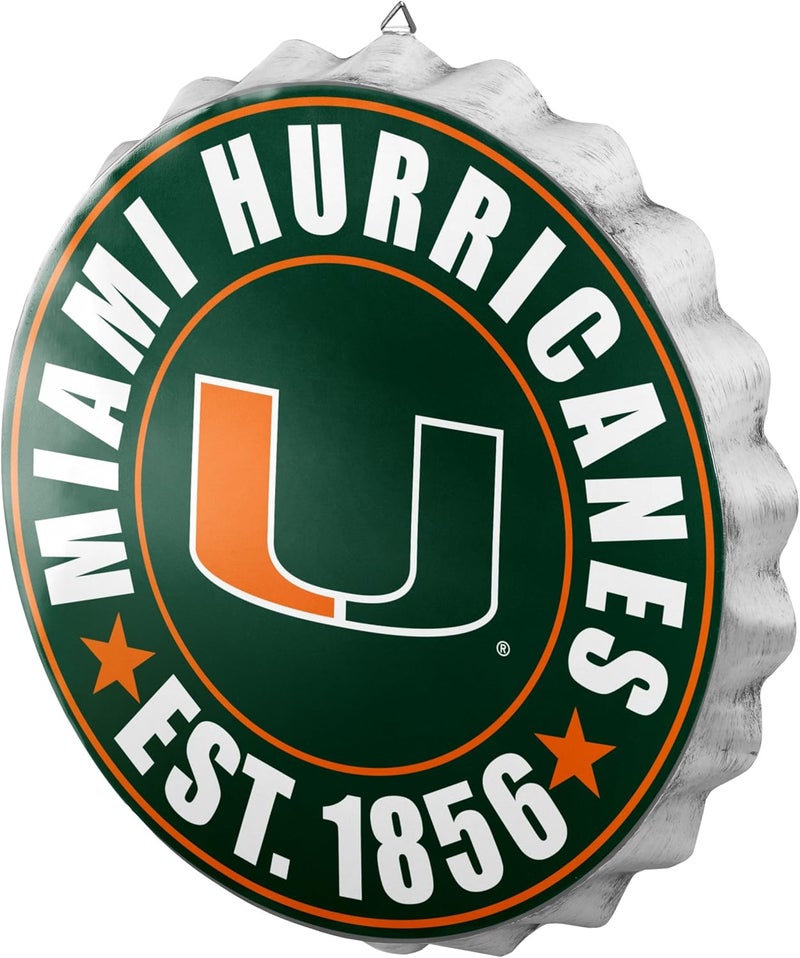 NCAA Team Logo Metal Bottle Cap Hanging Wall Sign