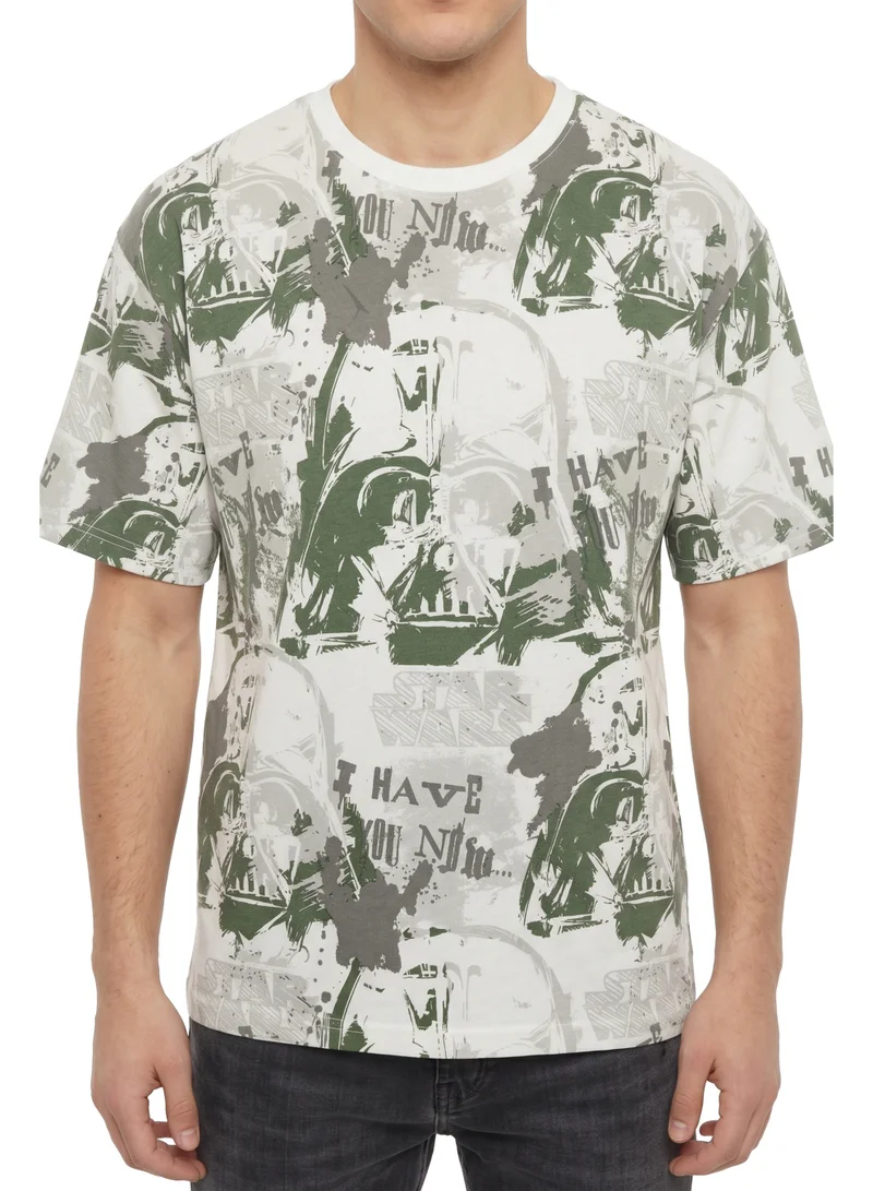 Disney  Star Wars Darth Vader All-Over Print T-Shirt for Men | Graphic Character Casual Crew Neck Tee for Men | Best Price UAE