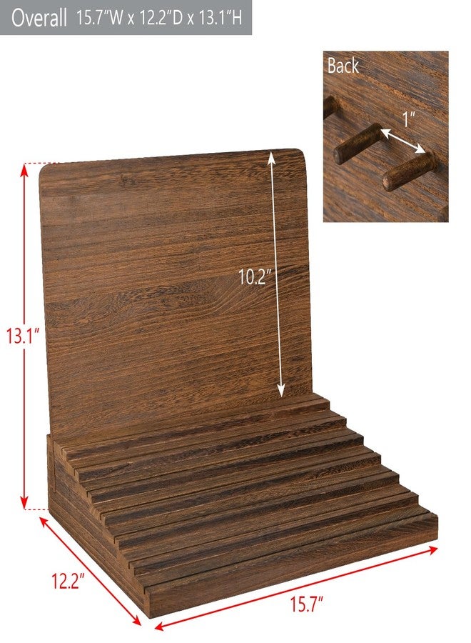 MOOCA Wooden Jewelry Display Stand, Earrings Holder, Necklace Organizer, Showcase Up to 35 Pairs of Earrings and 13 Necklaces, Brown Color, 15.7" W X 12.2" D X 13.1" H - Image 2