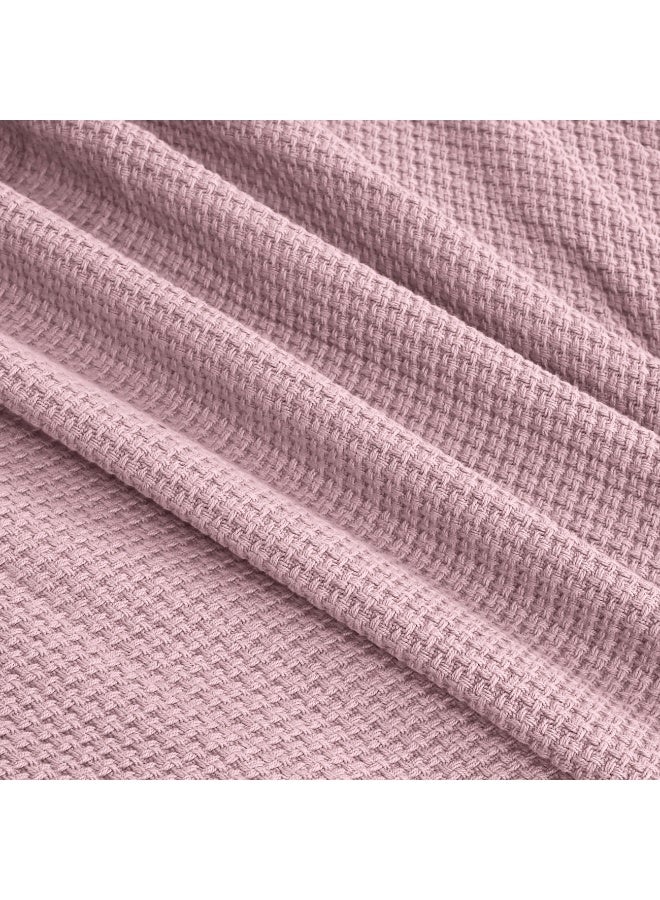 Relax Egyptian cotton Milan throw blanket,ultra-soft & lightweight with an elegant woven design ,king size 255x225 cm ,Rose Color - Image 2