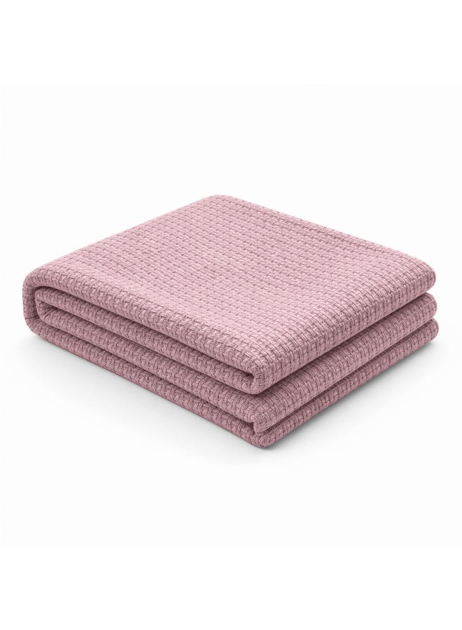 Relax Egyptian cotton Milan throw blanket,ultra-soft & lightweight with an elegant woven design ,king size 255x225 cm ,Rose Color - Image 1