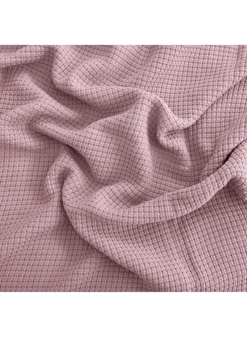 Relax Egyptian cotton Milan throw blanket,ultra-soft & lightweight with an elegant woven design ,king size 255x225 cm ,Rose Color - Image 3