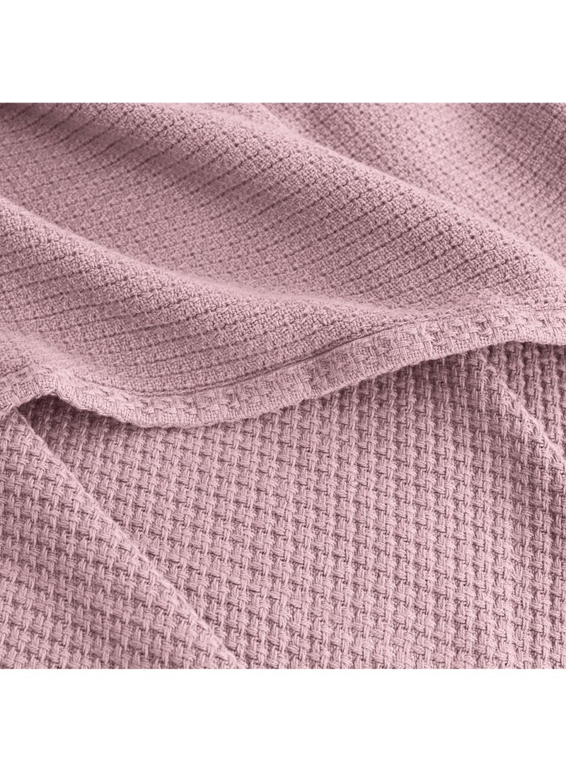 Relax Egyptian cotton Milan throw blanket,ultra-soft & lightweight with an elegant woven design ,king size 255x225 cm ,Rose Color - Image 4