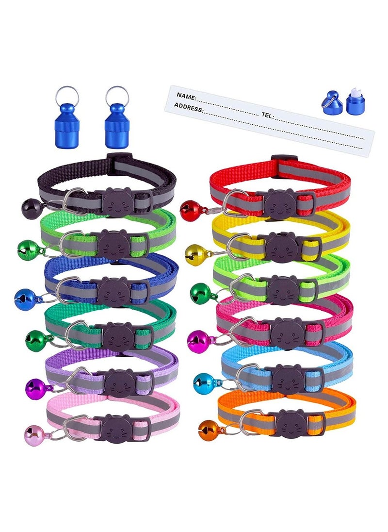 SYOSI - 14 Pack Reflective Breakaway Cat Collars with Bells, Safety Buckle Kitten Collar, with Name Tag, Adjustable, Ideal for Girl Cats Male Cats, Pet Supplies, Stuff (12 Colors and 2 ID Tags) - Image 1