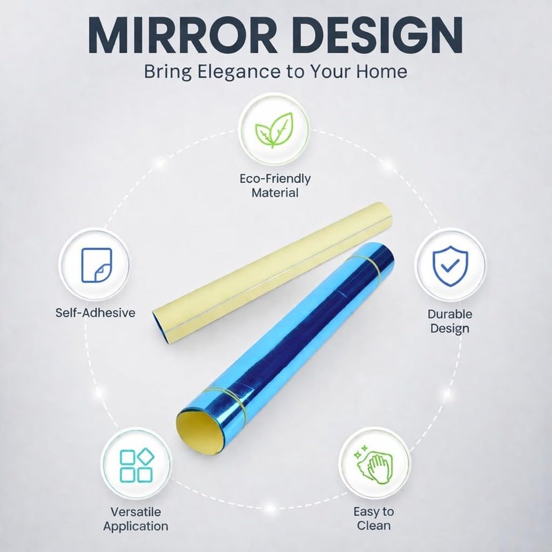 Self Adhesive Mirror Tile Wall Stickers, PVC Material, 50x100cm, Decorative Bathroom Wall Art -, Easy Installation, Ideal for Room and Door Decoration - Image 4