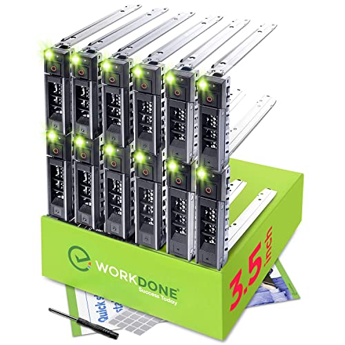 WORKDONE 12-Pack - 3.5" Hard Drive Caddy - Compatible for Dell PowerEdge Selected 14-15th Gen. Servers - with Detailed Setup Manual - Front Sticker Labels - Screwdriver - Strong Tray Screws - Image 1
