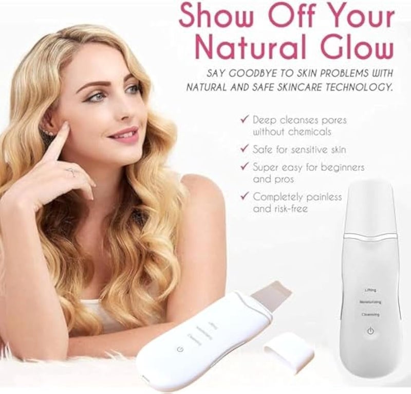 Ultrasonic Facial Cleansing Device, Blackhead Remover, Pore Cleaner, Lifting and Moisturizing, Safe for Sensitive Skin - Image 2