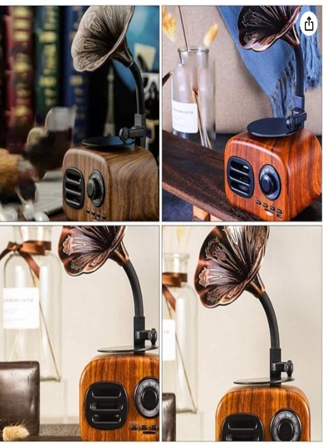 Mini classic radio bluetooth speaker record player vintage retro speaker gramophone radio stereo sound box mini wireless speaker - Image 4