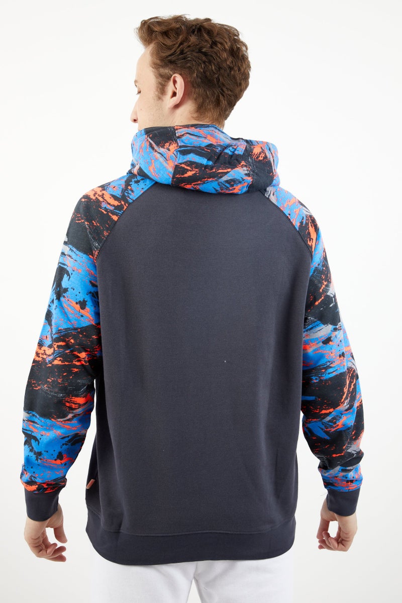 DKNY Sport Men Hooded Long Sleeves Outdoor Sweatshirt, Grey Combo  - Image 4