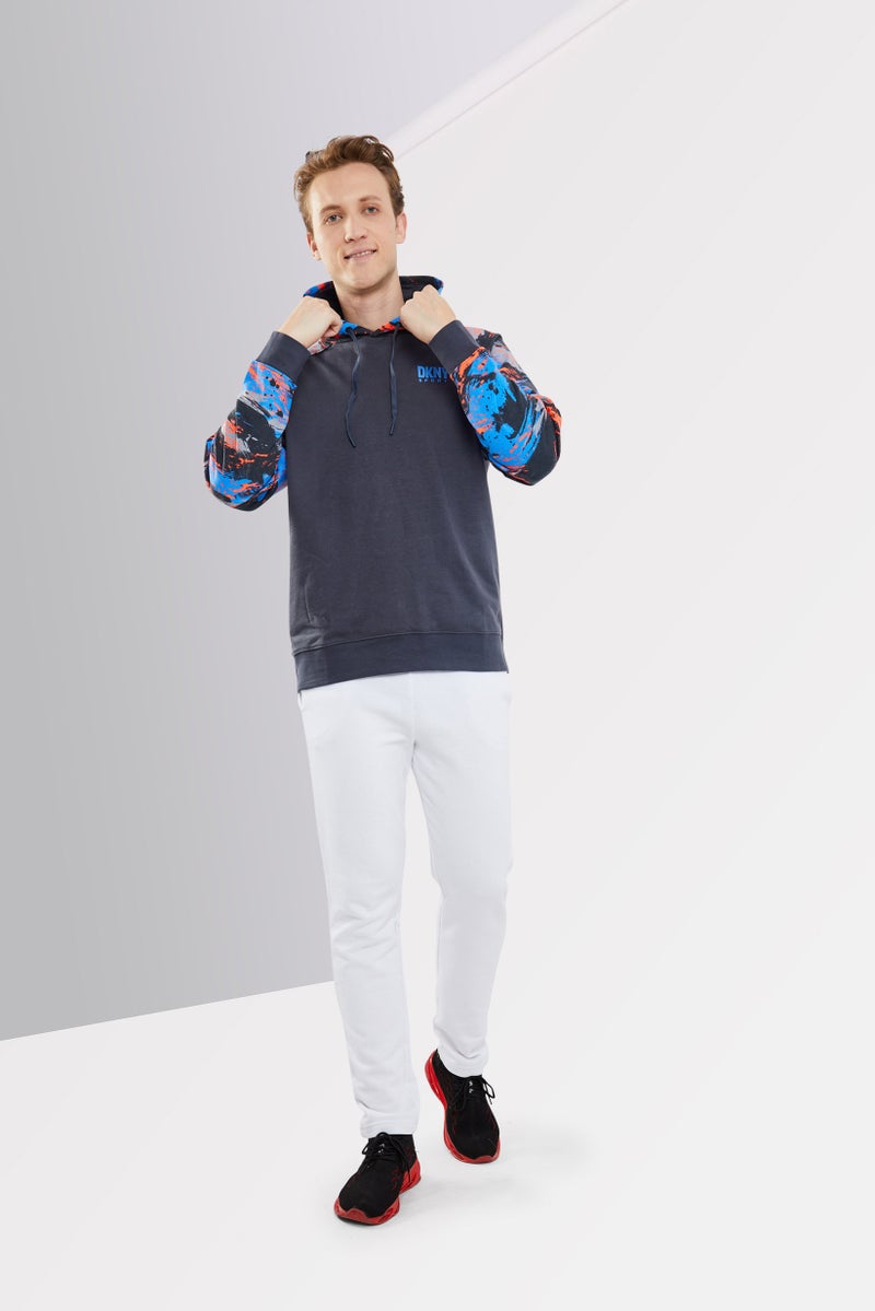 DKNY Sport Men Hooded Long Sleeves Outdoor Sweatshirt, Grey Combo  - Image 2