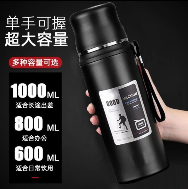 New Large Capacity 304 Stainless Steel Vacuum Cup One Cup Double Lid Outdoor Water Cup High-Looking Portable Student Kettle - Image 3