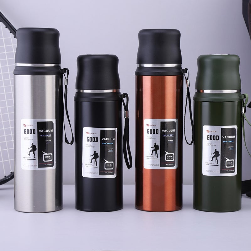 New Large Capacity 304 Stainless Steel Vacuum Cup One Cup Double Lid Outdoor Water Cup High-Looking Portable Student Kettle - Image 4