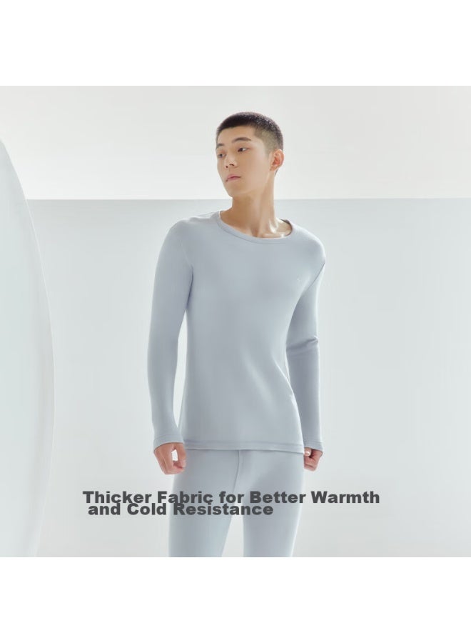 THREEGUN Threegun [soft Breathable Round Neck] Autumn Underwear Set, All-cotton Thermal Underwear, Men's Anti-static Thick Cotton Sweater Set  - Image 2