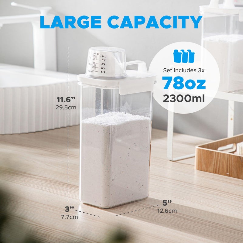 VUNDO [3 Pack] Liquid Laundry Detergent Dispenser for Laundry Room Organization and Storage, 78oz Large Capacity Laundry Soap Containers with 12 Removable Labels, BPA Free & PET Plastic Clear - Image 2