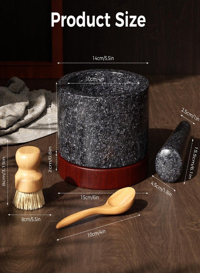 Mihoho Heavy Duty Mortar and Pestle Set, Spice Herb Grinder Pill Crusher Set, Make Fresh Guacamole at Home, Solid Stone Grinder Bowl (Black, Large) - Image 2
