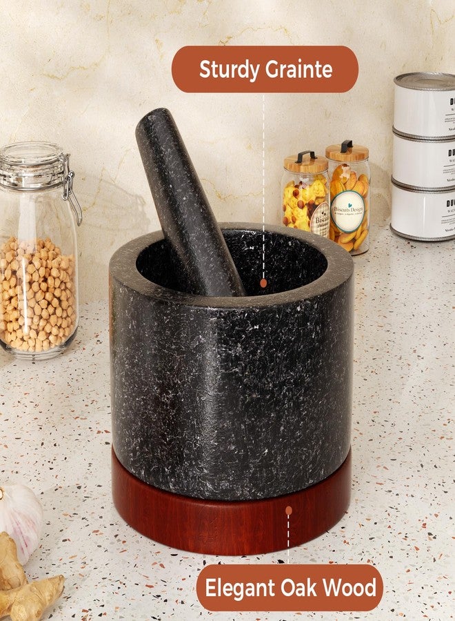 Mihoho Heavy Duty Mortar and Pestle Set, Spice Herb Grinder Pill Crusher Set, Make Fresh Guacamole at Home, Solid Stone Grinder Bowl (Black, Large) - Image 3