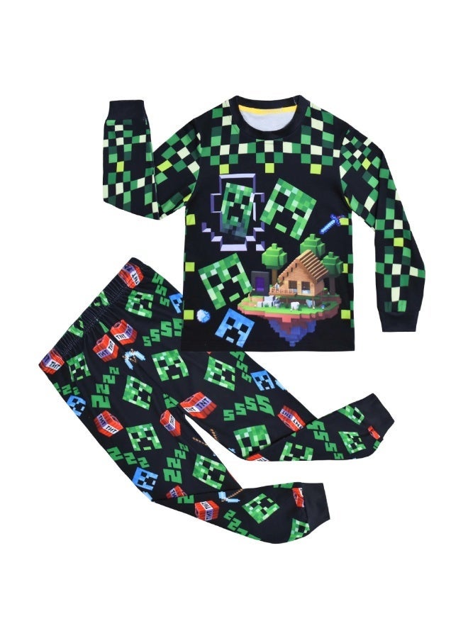 Minecraft Printed 2 Piece Loungewear Set Long Sleeve Top and Long Pants Pajama Set Multiple Sizes Available - Image 1