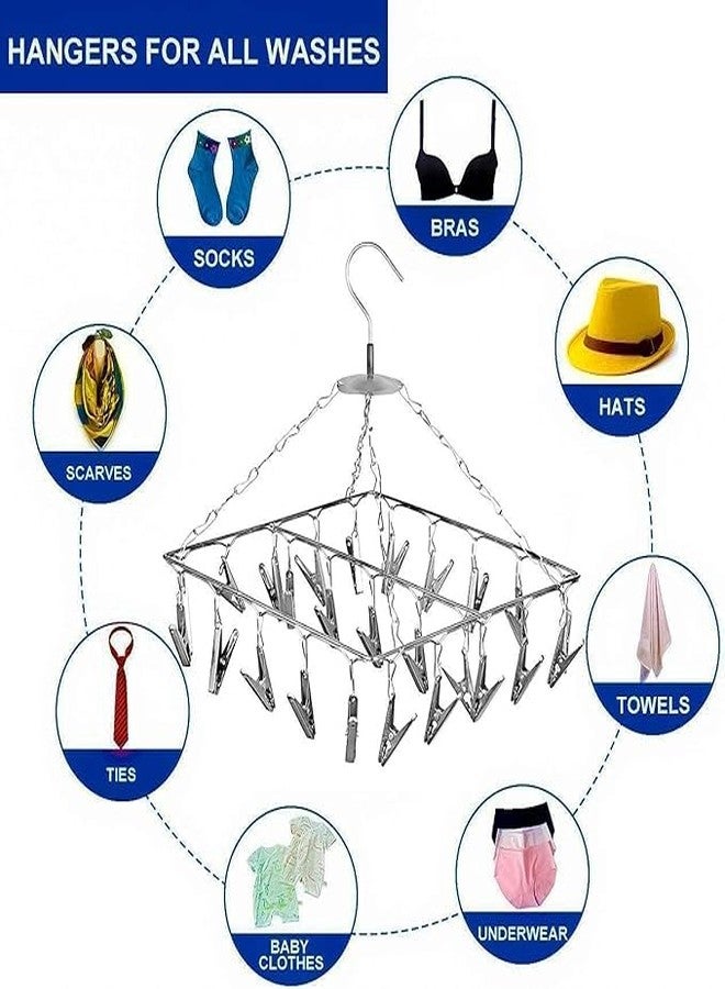 STEEPLE® Cloth Hanging Clips | 25 Steel Multipurpose Drying Clips for Baby Clothes | Silver - Image 2