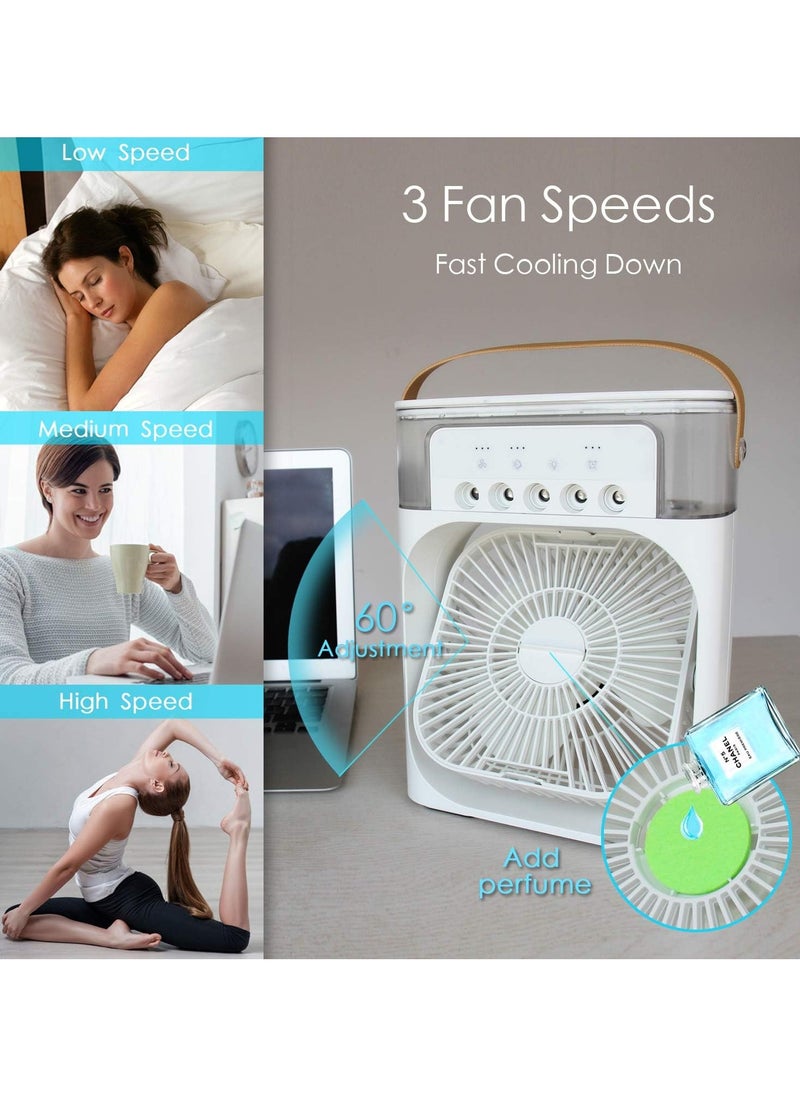 Generic - Portable Air Conditioner Fan Mini Evaporative Air Cooler with 7 Colors LED Light 1/2/3 H Timer 3 Wind Speeds and 3 Spray Modes for Office Home Dorm - Image 1