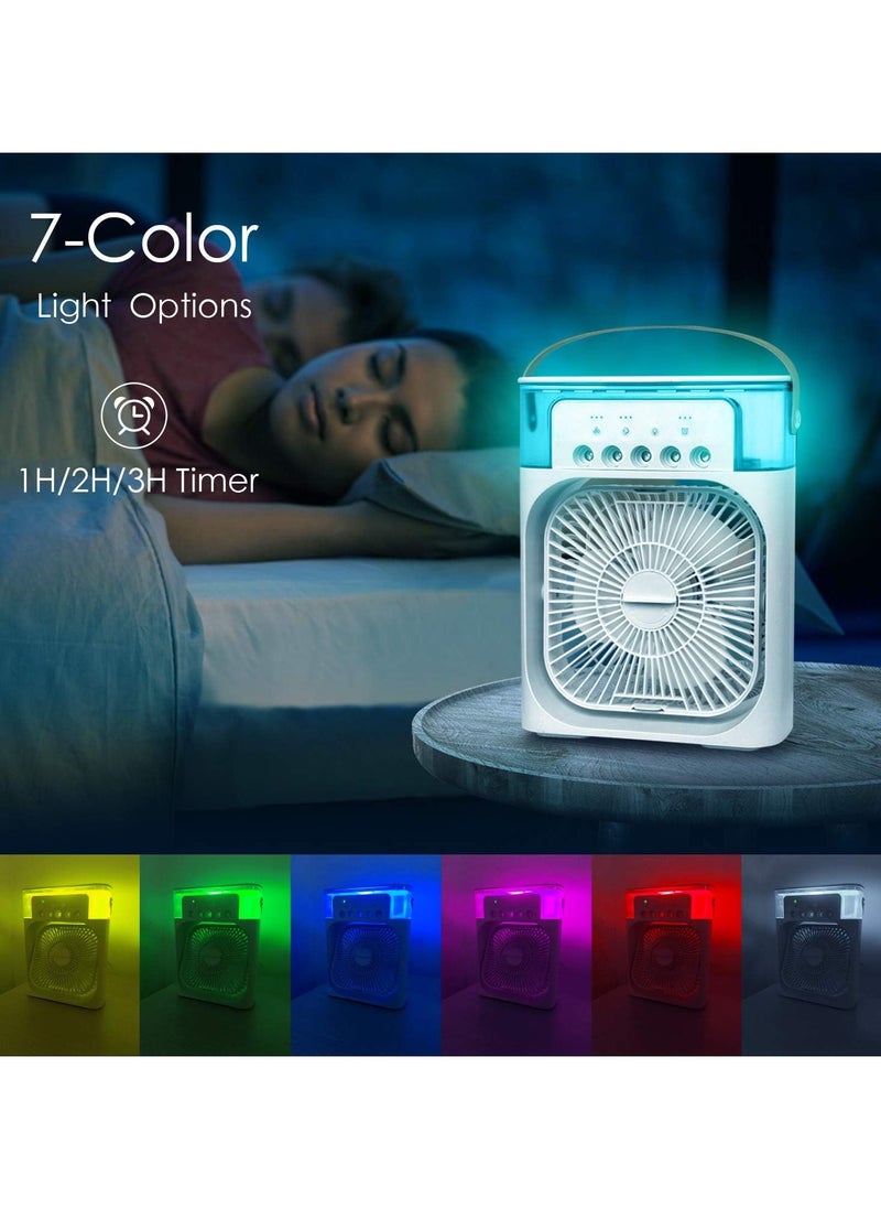 Generic - Portable Air Conditioner Fan Mini Evaporative Air Cooler with 7 Colors LED Light 1/2/3 H Timer 3 Wind Speeds and 3 Spray Modes for Office Home Dorm - Image 1