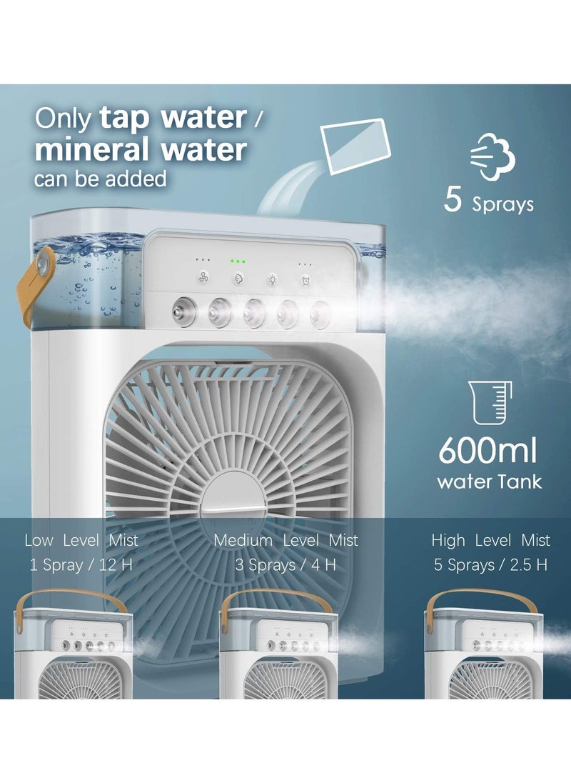 Generic - Portable Air Conditioner Fan Mini Evaporative Air Cooler with 7 Colors LED Light 1/2/3 H Timer 3 Wind Speeds and 3 Spray Modes for Office Home Dorm - Image 1