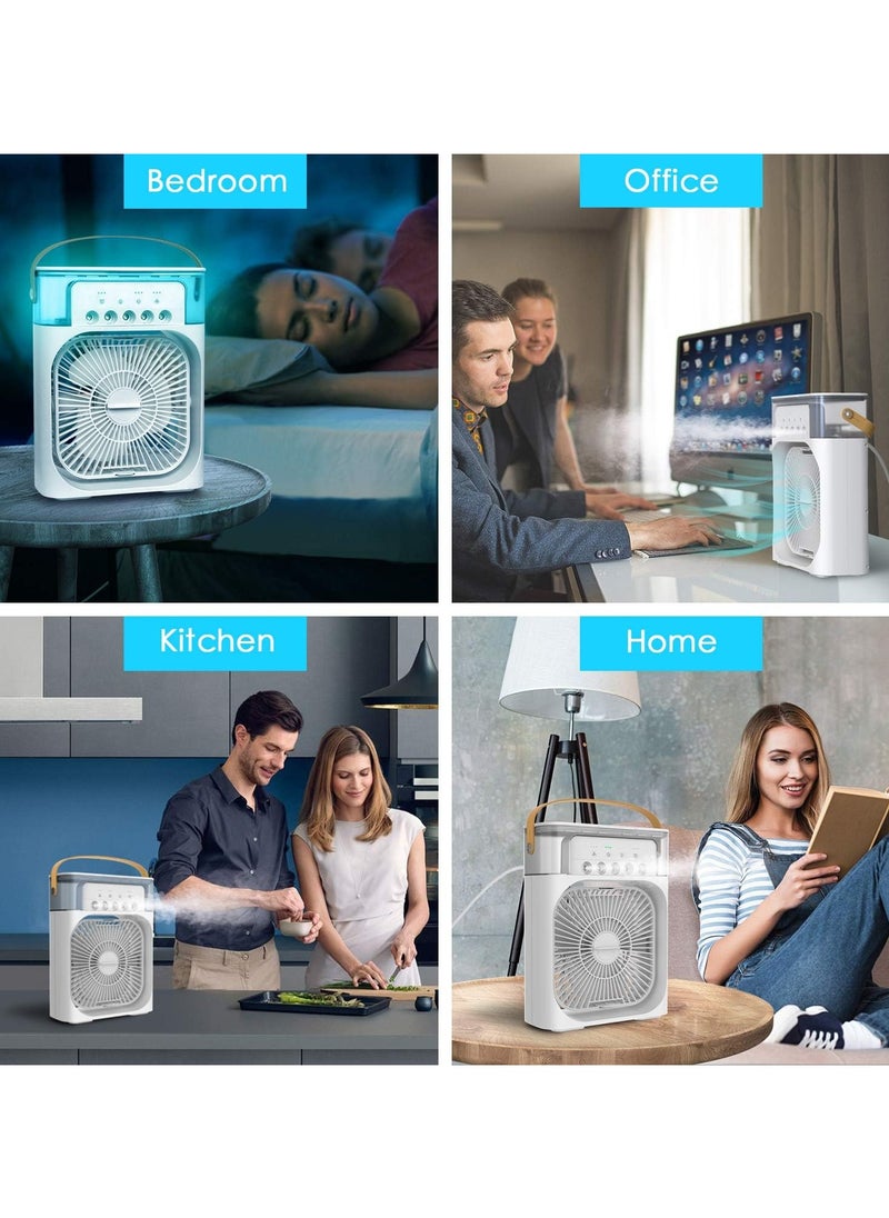 Generic - Portable Air Conditioner Fan Mini Evaporative Air Cooler with 7 Colors LED Light 1/2/3 H Timer 3 Wind Speeds and 3 Spray Modes for Office Home Dorm - Image 1
