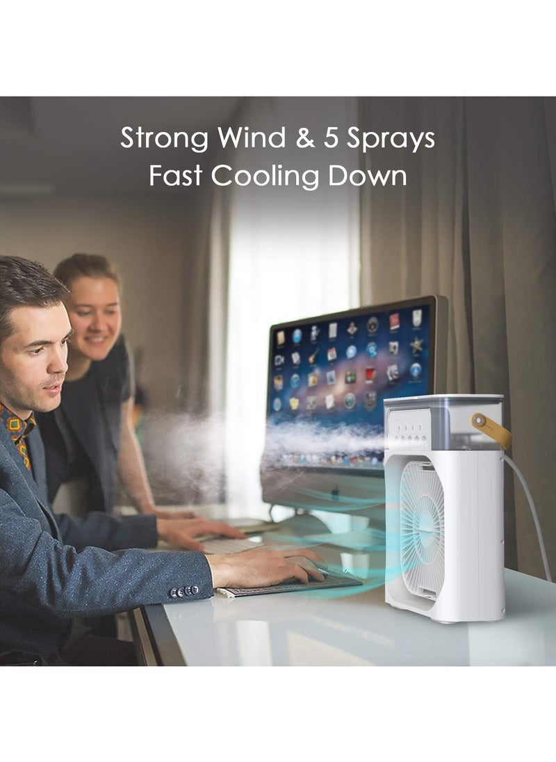 Generic - Portable Air Conditioner Fan Mini Evaporative Air Cooler with 7 Colors LED Light 1/2/3 H Timer 3 Wind Speeds and 3 Spray Modes for Office Home Dorm - Image 1
