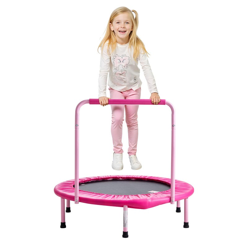 VEVOR 36" Kids Trampoline, 3FT Indoor Outdoor Trampolines, Foldable Jump Toy with Handle, Rebounder Trampoline for Toddlers, Birthday Gift for 3+ Years Children, Boys Girls for Fun, Pink - Image 4