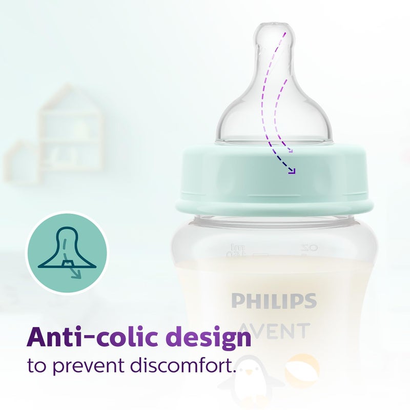 Avent Philips Avent Grow- Economy Feeding Plastic Bottles | Anti-Colic | Easy Fill,Easy Clean|BPA Free | with 0M+ Flow Teat | Made in India | SCF060/02 (150ml, Pack of 2) (Penguine with Beach Ball) - Image 5