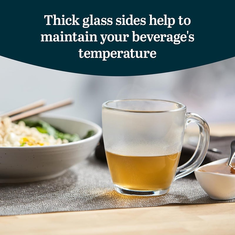 LIBBEY Tapered Glass Mug Set of 8, 15.5 Oz Thick, Clear Glass Coffee Cups w/ C-Shaped Handle, Dishwasher Safe Coffee Mugs Set for Tea, Cider and More - Image 4