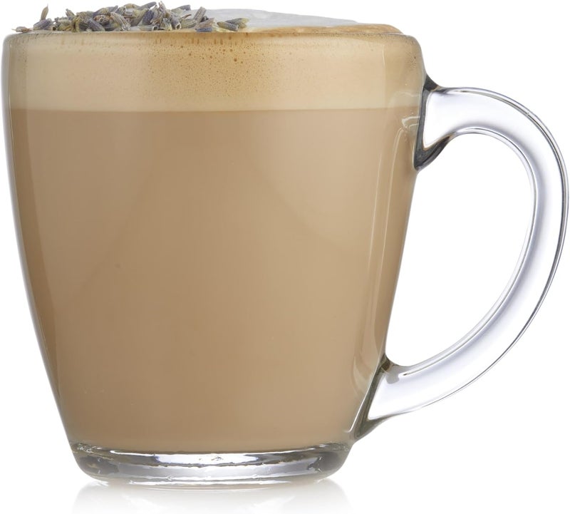 LIBBEY Tapered Glass Mug Set of 8, 15.5 Oz Thick, Clear Glass Coffee Cups w/ C-Shaped Handle, Dishwasher Safe Coffee Mugs Set for Tea, Cider and More - Image 1