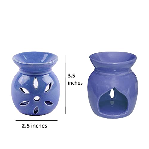 Ein Sof Pure Ceramic Aroma Burner, Pack of 4 Oil Diffuser with 4 Tealight and 4 5 ml Undiluted Aroma Oil, Ready-to-use Aroma Burner (Red & Yellow & Blue & Green) - Image 2