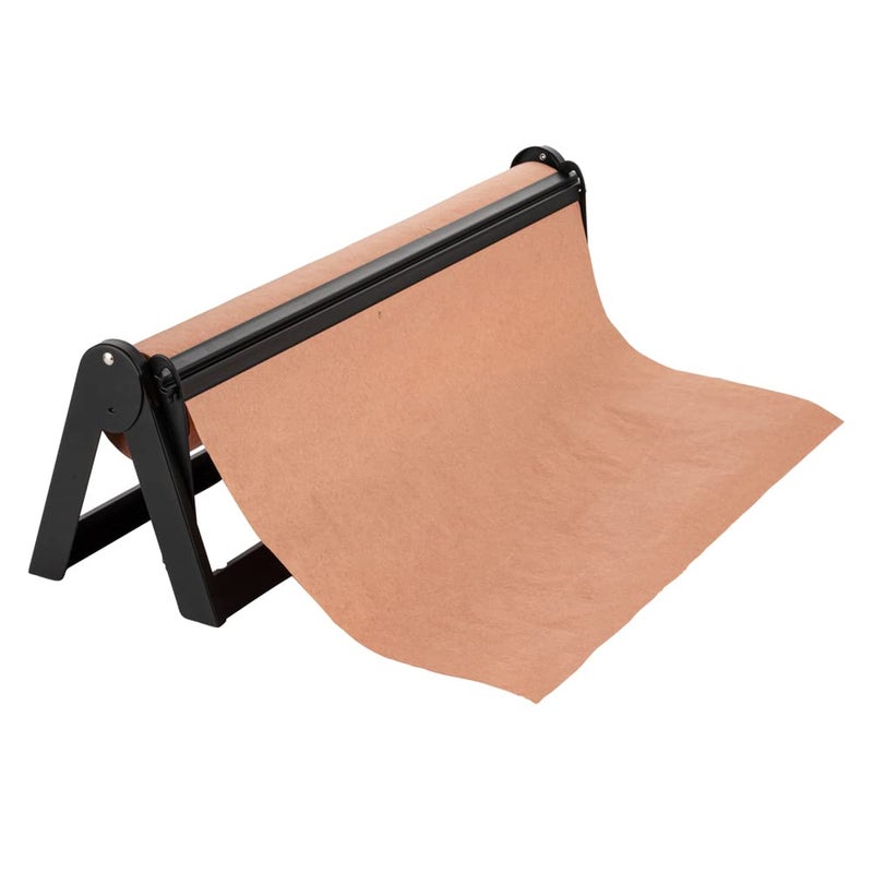 Restaurantware-26.2 x 6.7 x 8 Inch Wrapping Roll Paper, 1 Wall Mountable Butcher Paper Holder - Serrated Blade, Rubber Feet, Black Steel Paper Cutter Stand, Versatile, For 24 Inch Butcher Paper - Image 1