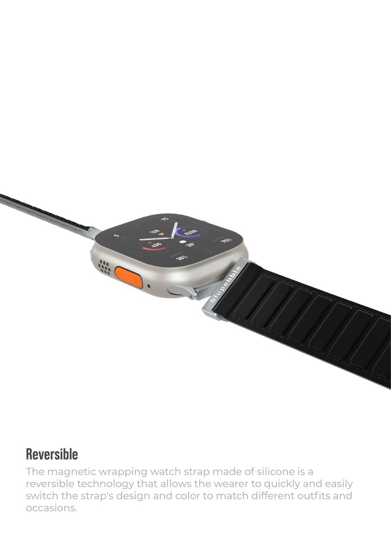 blupebble - Silicone Reversible Magnetic Strap for Apple Watch Ultra 49/45/44/42MM Compatible with Series 8 | 7 | 6 | 5 | 4 | 3 | SE - Image 1