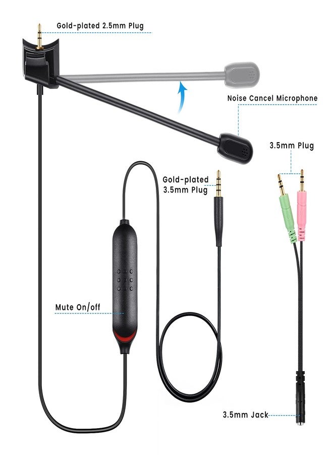 weishan Detachable Mic Replacement for Bose QuietComfort 35 II(QC35 II) & Quiet Comfort 35(QC35) Headphones, Boom Gaming Microphone with Mute Switch for Xbox One, PS4, PS5, PC - Image 3