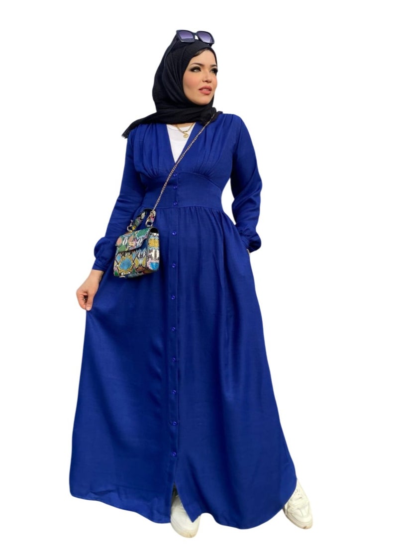 Setr - Long Linen dress - Blue - Image 1