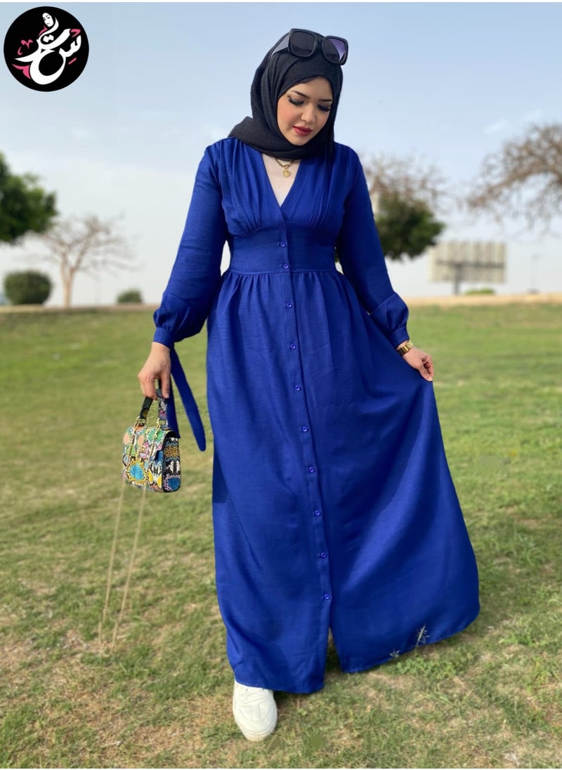Setr - Long Linen dress - Blue - Image 1