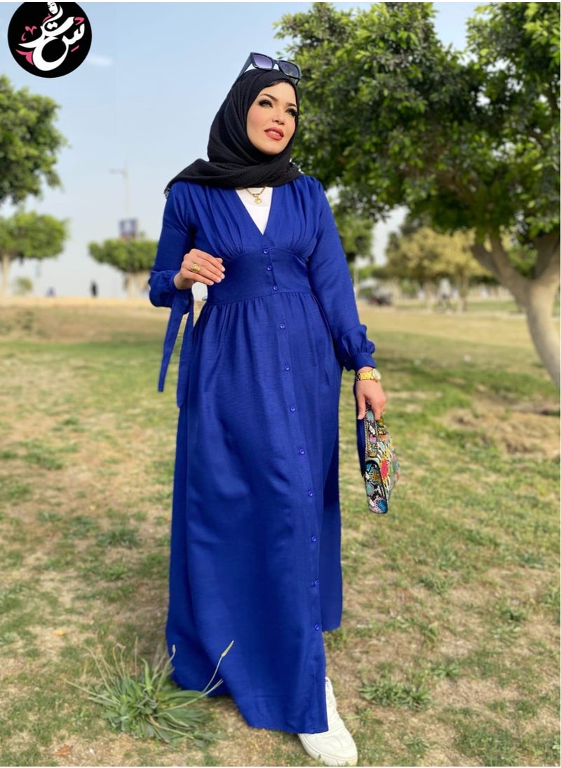 Setr - Long Linen dress - Blue - Image 1