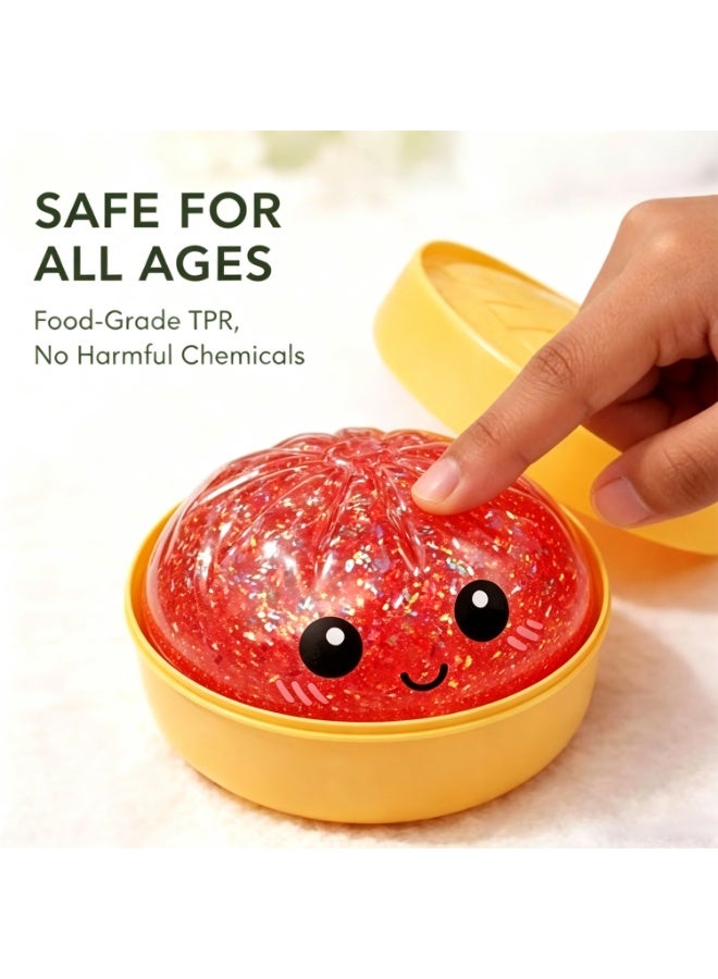 Glitter Dumpling Squishy Toy, Sensory Toy with Steamer Box Dumpling Squish-y for Kids and Adults - Image 1