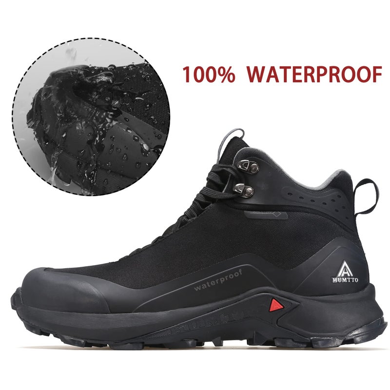 HUMTTO Men's All-Terrain Waterproof Hiking Boots Lightweight Breathable Outdoor Ankle Boots Trekking Hiking Shoes 10.5 Black - Image 4