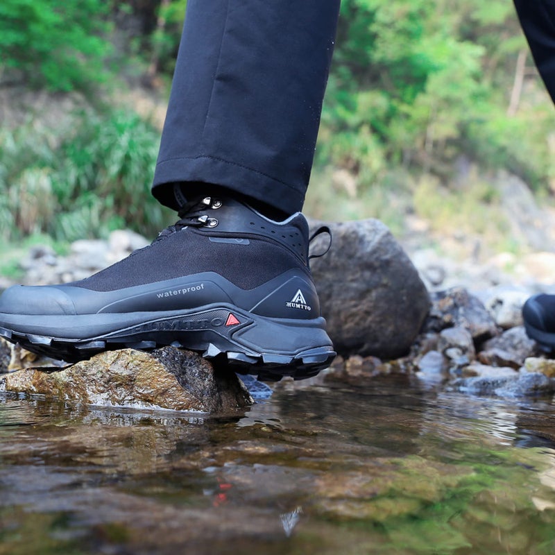 HUMTTO Men's All-Terrain Waterproof Hiking Boots Lightweight Breathable Outdoor Ankle Boots Trekking Hiking Shoes 10.5 Black - Image 2