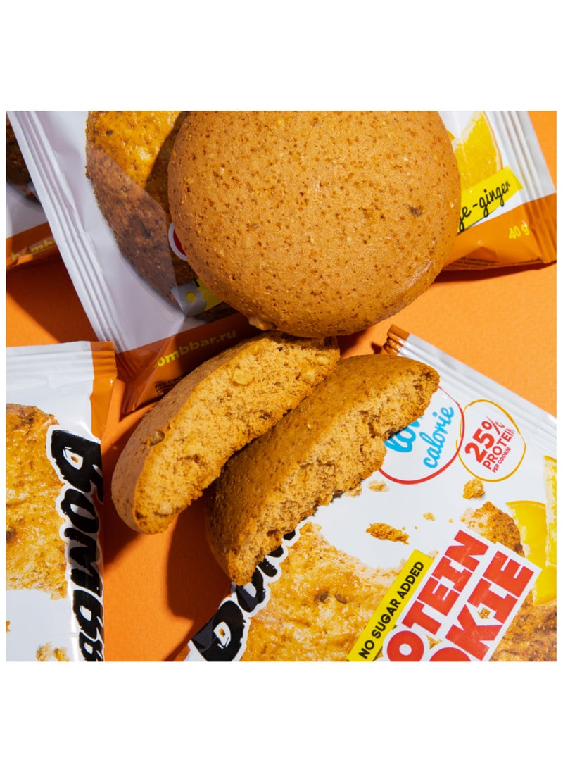 BOMBBAR - Low Calorie Protein Cookie Orange Ginger Flavor High Fiber and No Sugar Added 12x40g - Image 1