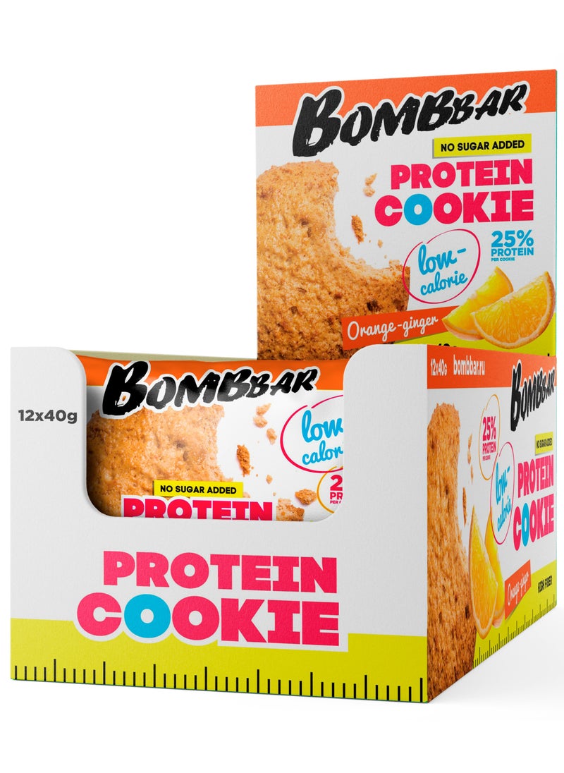 BOMBBAR - Low Calorie Protein Cookie Orange Ginger Flavor High Fiber and No Sugar Added 12x40g - Image 1