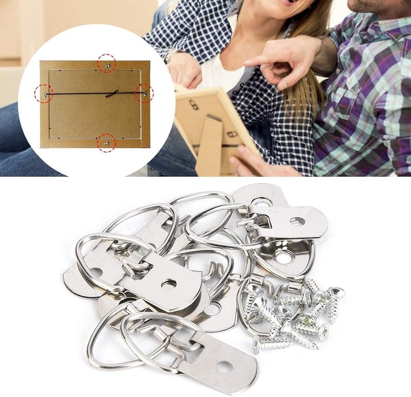 50 مجموعة من علاقات الصور السوداء مع مسامير وخطافات حرف D للإطارات واللوحات والساعات - Image 5