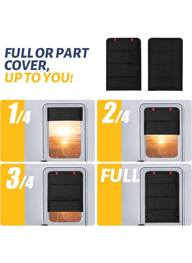 Hihonor - RV Door Window Shade, Foldable Hook and Loop Fastener RV Blackout Window Cover, UV Rays Protection Camper Trailer Door Window Cover, Waterproof Thickened Oxford Fabric, 16" (L) x 25" (W) - Image 1